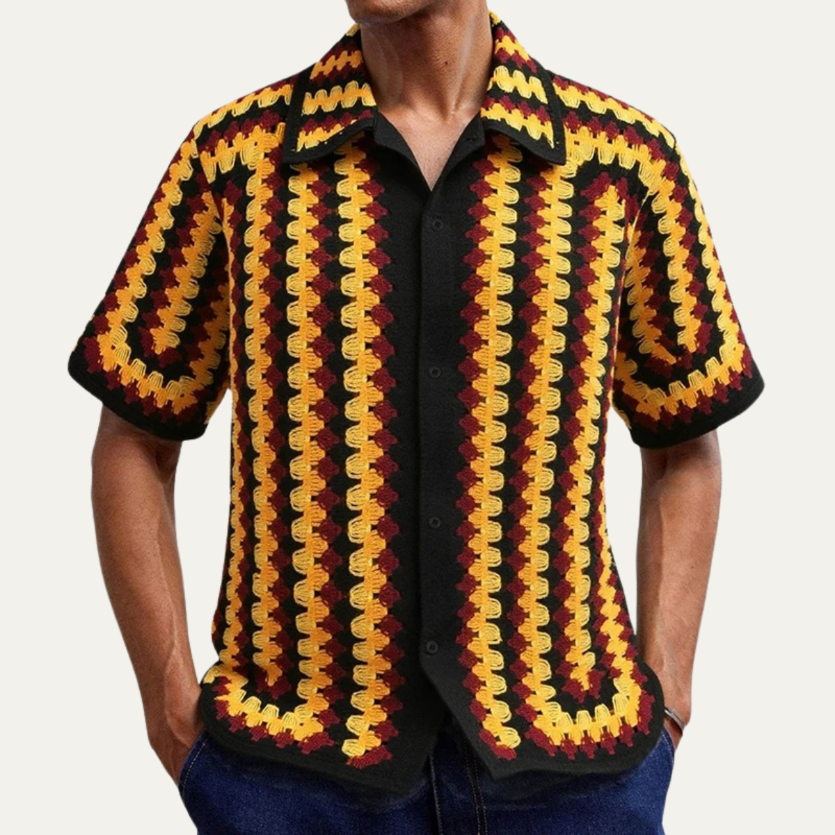 The Foligno Men’s Relaxed Fit Crochet Polo Shirt