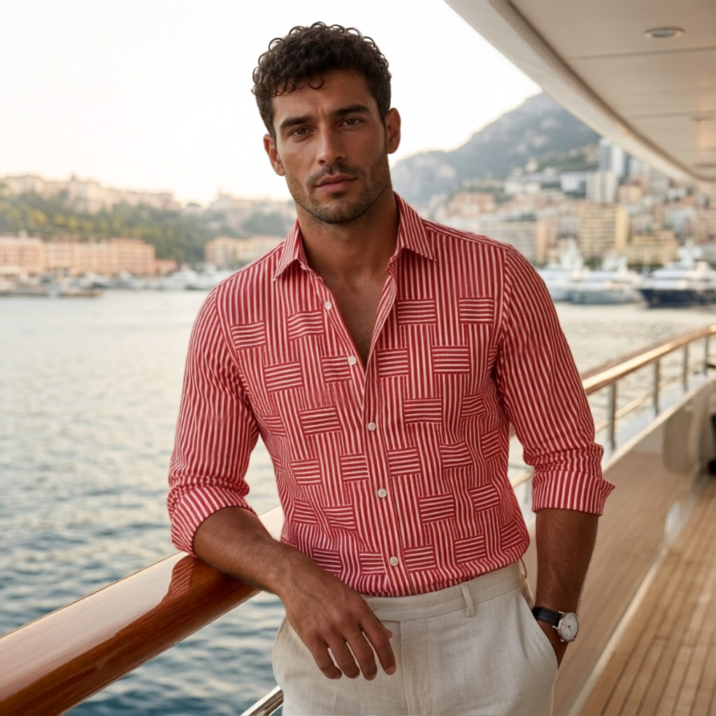 The Dunhill Men’s Lightweight Striped Wrinkle Resistant Shirt