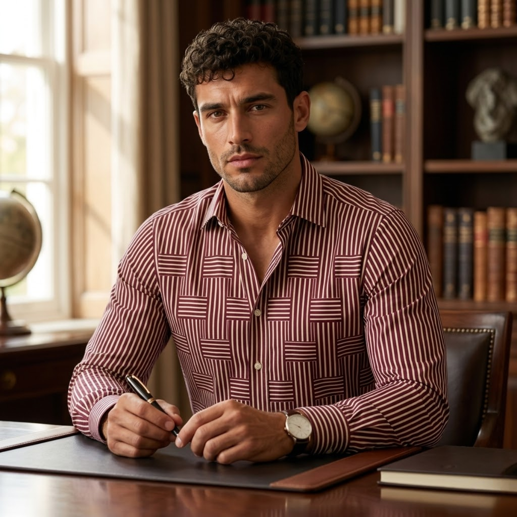 The Dunhill Men’s Lightweight Striped Wrinkle Resistant Shirt