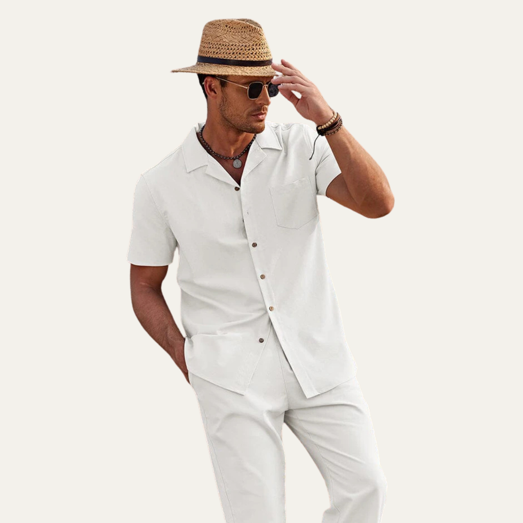 The Westfield Men’s Linen Shirt and Trouser Matching Set
