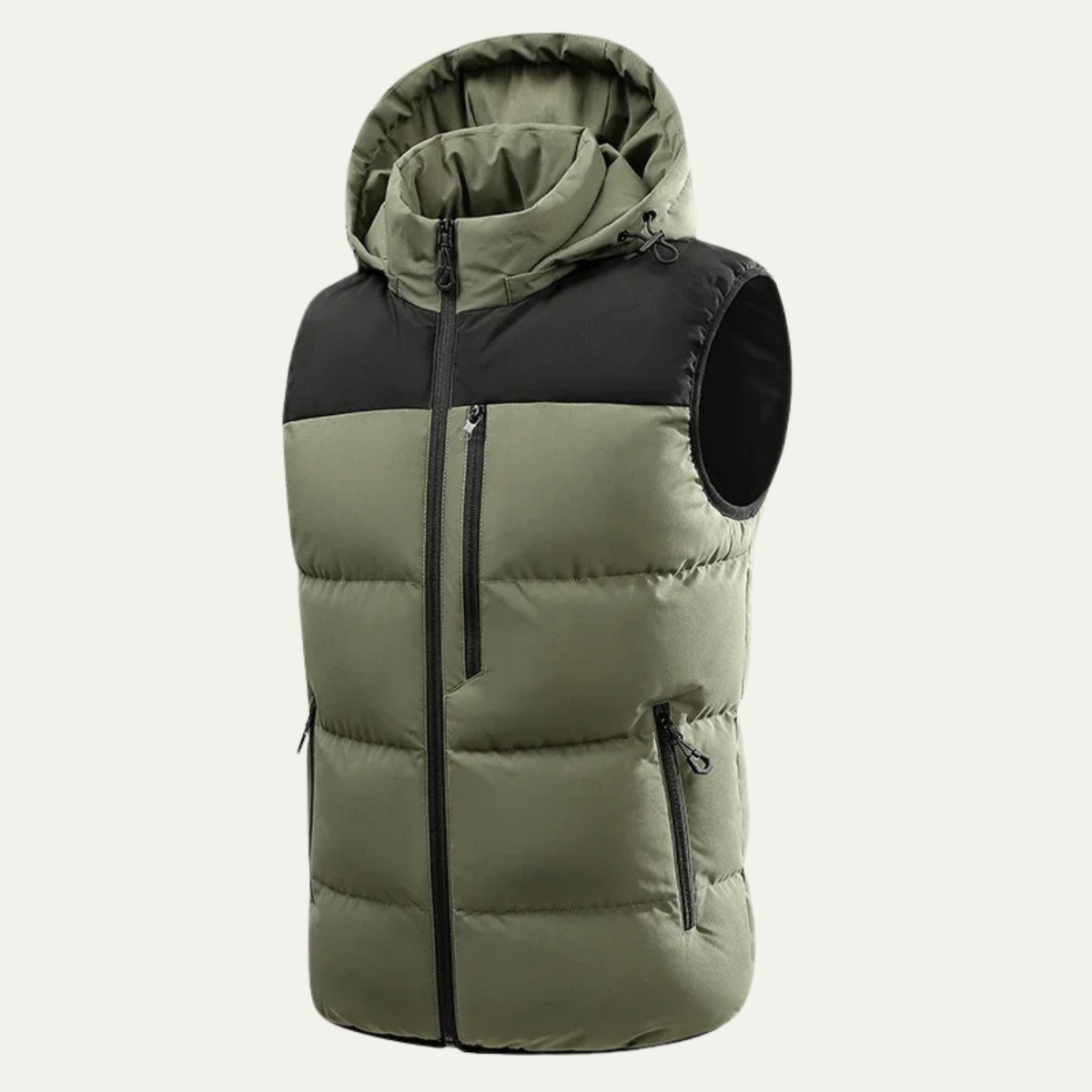 The Cedarfall Men’s Warm Hooded Winter Puffer Vest with Zip Pockets