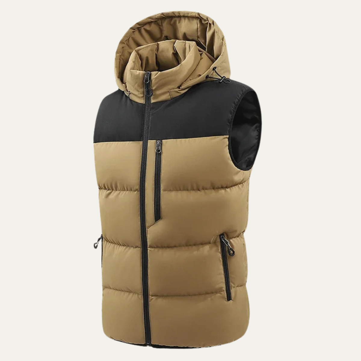 The Cedarfall Men’s Warm Hooded Winter Puffer Vest with Zip Pockets