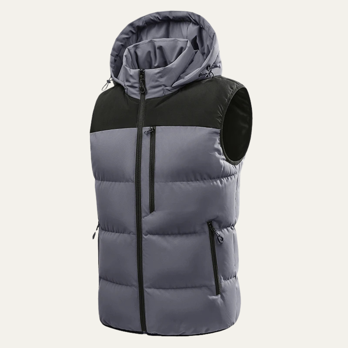The Cedarfall Men’s Warm Hooded Winter Puffer Vest with Zip Pockets