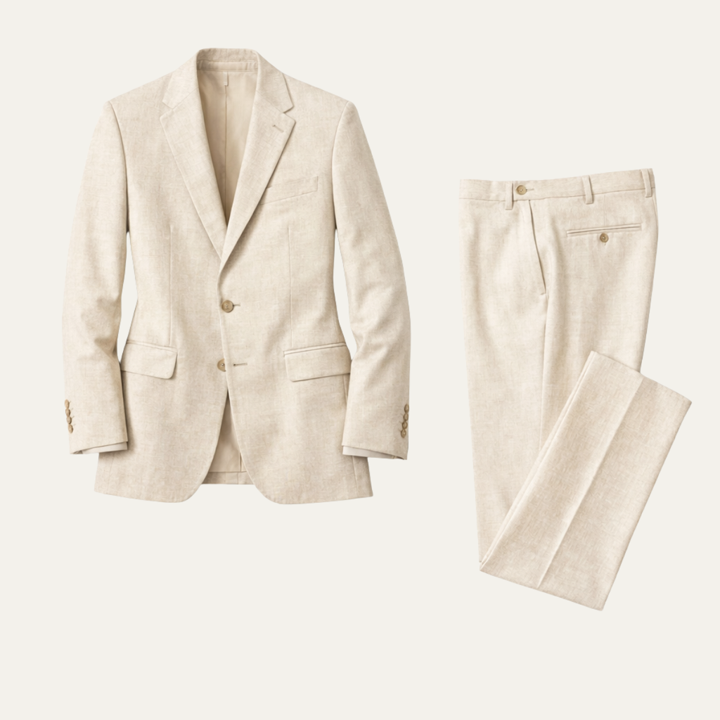 The Rossano Men’s Beige Linen Suit – Slim Fit Jacket & Pants Set