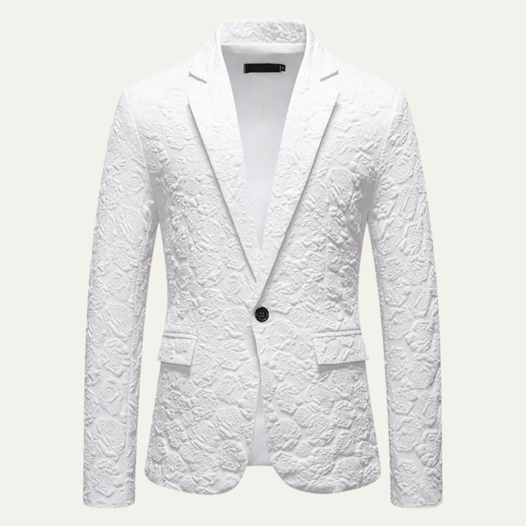 Men’s Casual Textured Rose Pattern Slim Fit Blazer - Wedding Guest