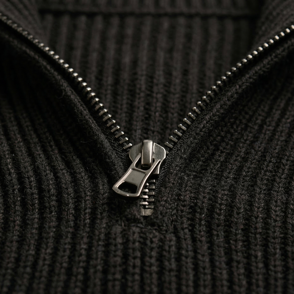 The Brighton Men's Merino Wool Sweater - Half Zip Knitted Pullover