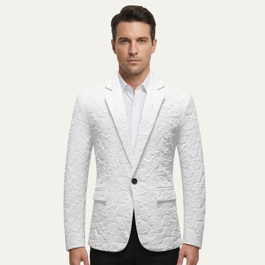 The Ceccano Men’s Casual Textured Rose Pattern Slim Fit Blazer