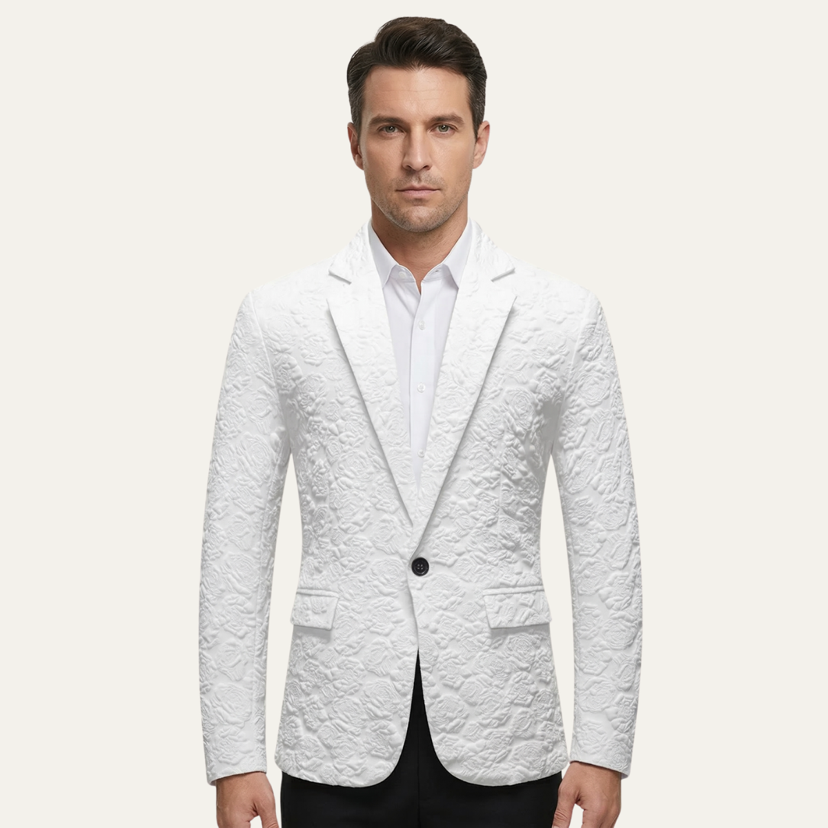 The Ceccano Men’s Casual Textured Rose Pattern Slim Fit Blazer