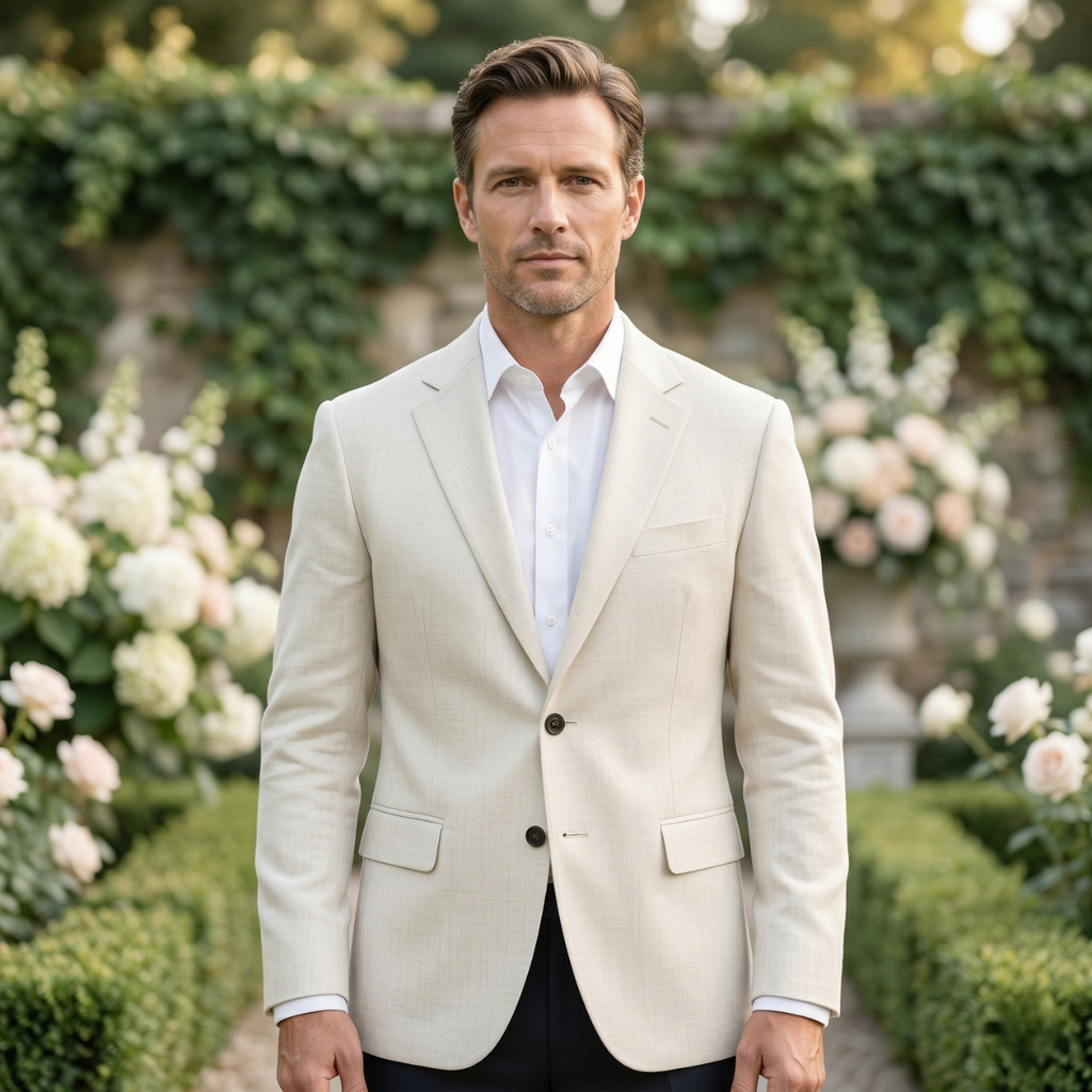 The Brenton Men's Smart Casual Slim Fit Linen Blazer - Wedding Guest