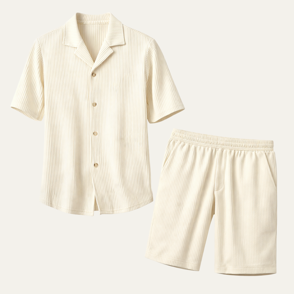 The Deerfield Men’s Corduroy Shirt & Shorts Set