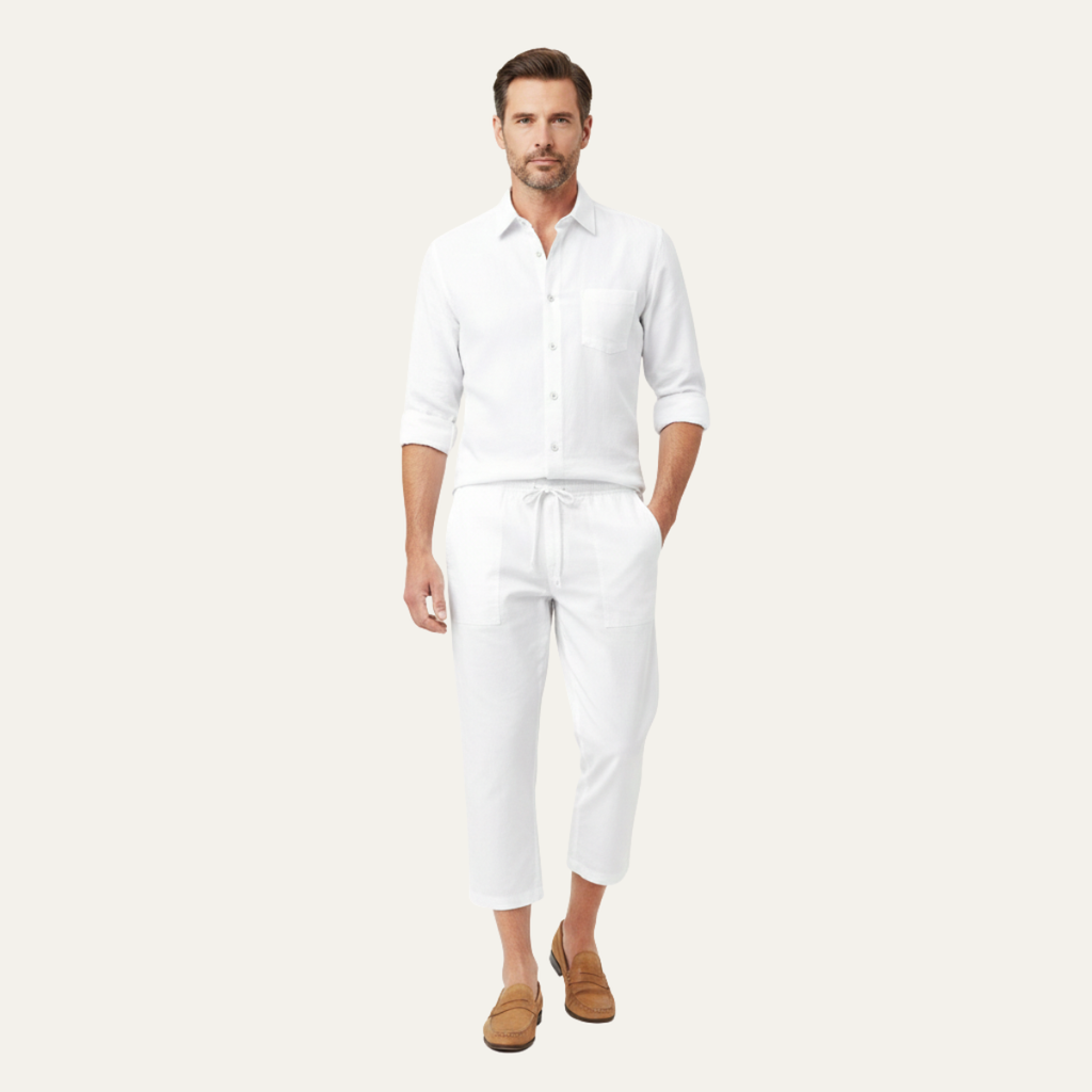 The Meadowcrest Men’s Casual Lightweight Summer Set – Shirt & Pants Set