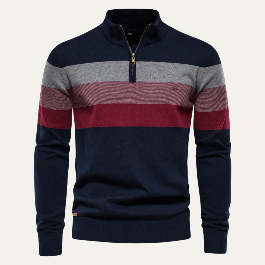The Terracina Men’s Patchwork Zip Mock Neck Sweater