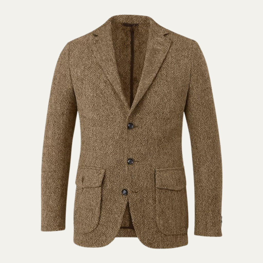 Men’s Single Breasted Herringbone Tweed Blazer - Wedding Guest