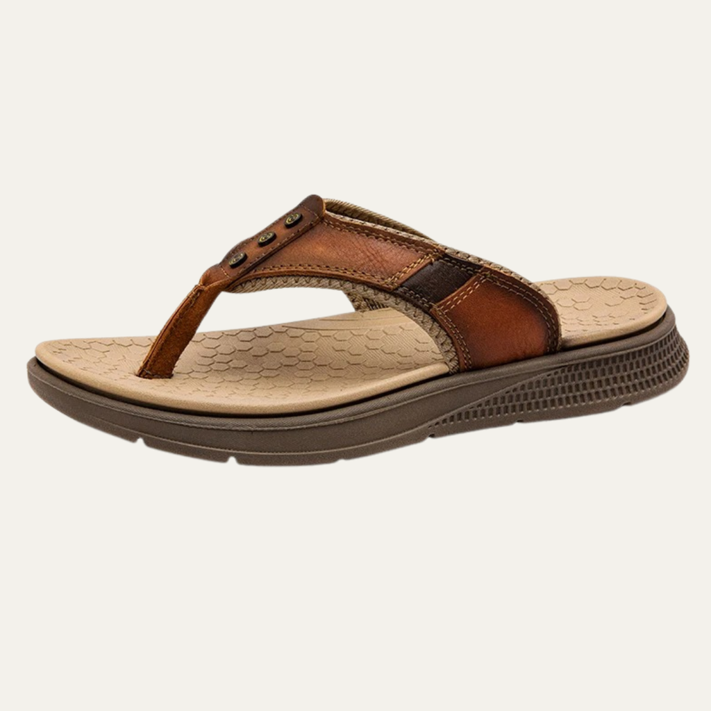 The Georgetown Men’s Arch Support Leather Flip Flops