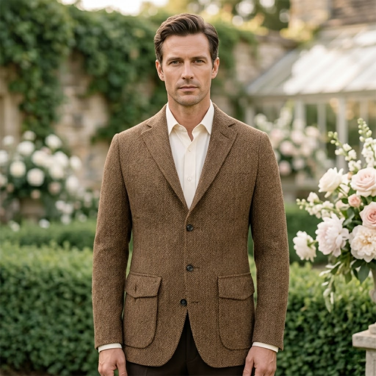 The Soveria Men’s Single Breasted Herringbone Tweed Blazer - Wedding Guest