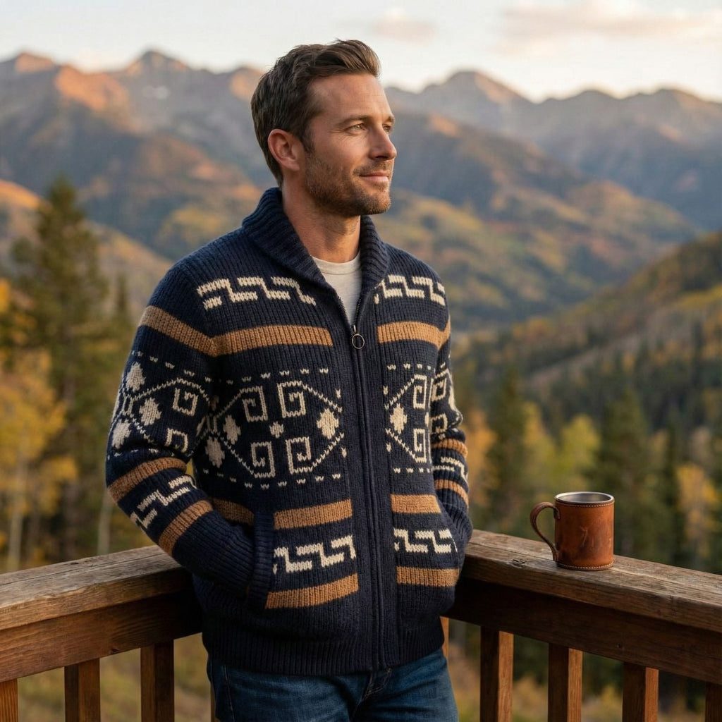 The Serravalle Men’s Button Up Knit Cashmere Shawl Collar Cardigan