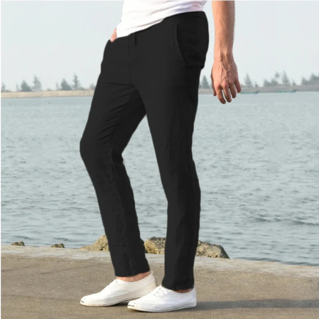 The McLean Men’s Casual Lightweight Linen Pants – Black