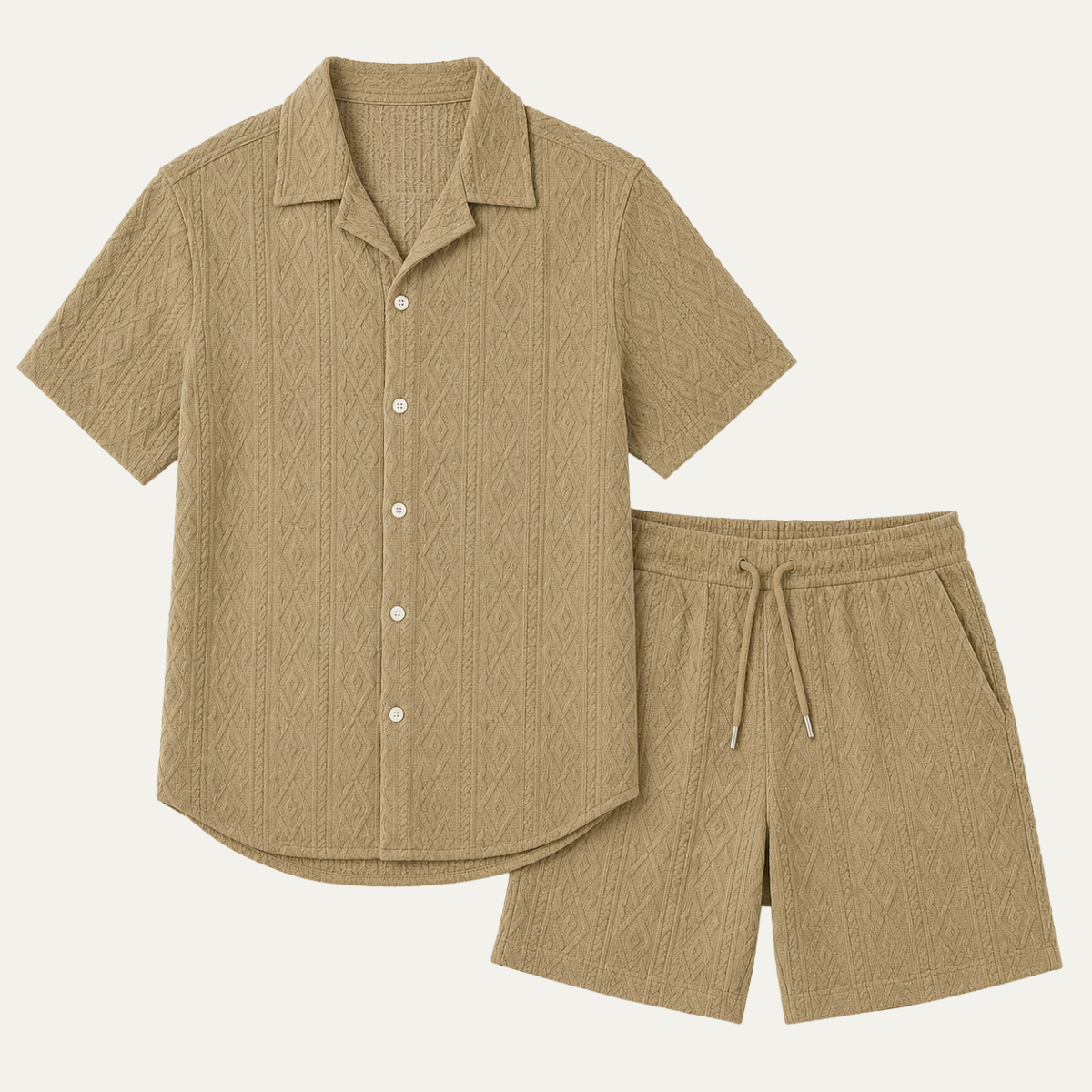 The Willowgate Ridge Men’s Knitted Summer Co Ord Set Shirt & Shorts
