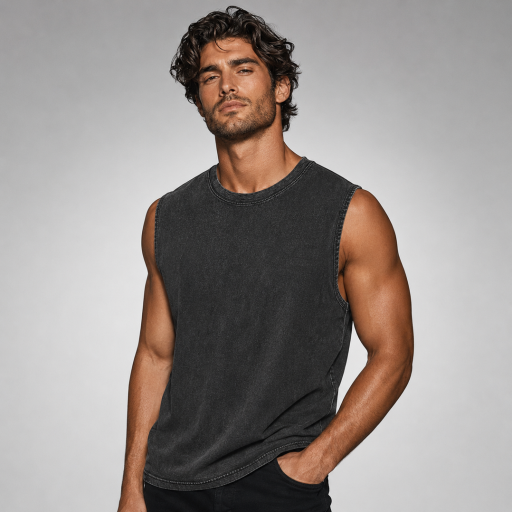 The Porto Men's Vintage Washed Sleeveless Tank Top