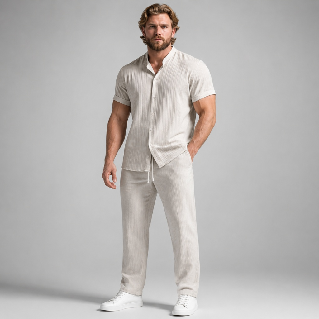 The Ashwood Hill Men’s Linen Summer Casual Set – Shirt & Pants