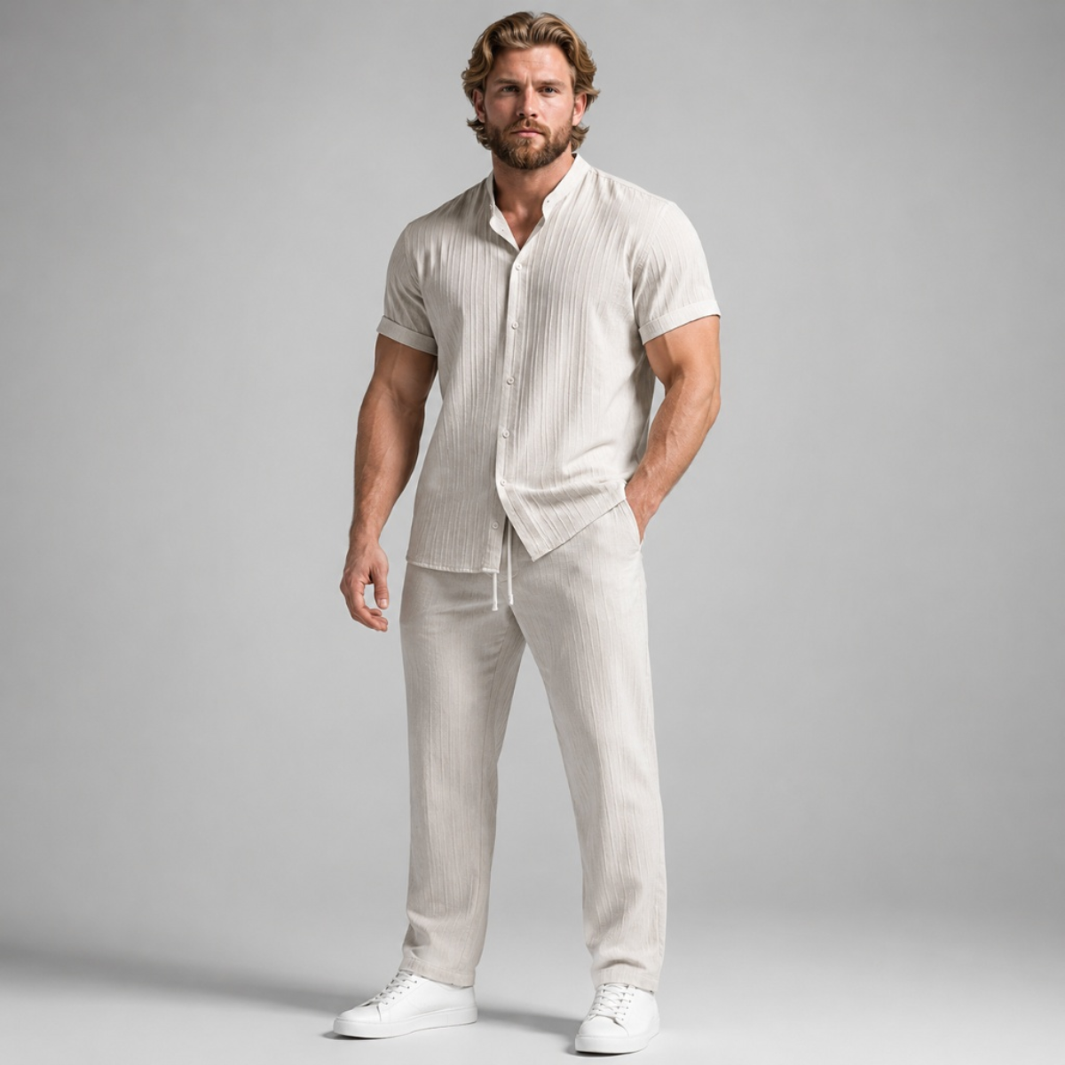 The Ashwood Hill Men’s Linen Summer Casual Set – Shirt & Pants