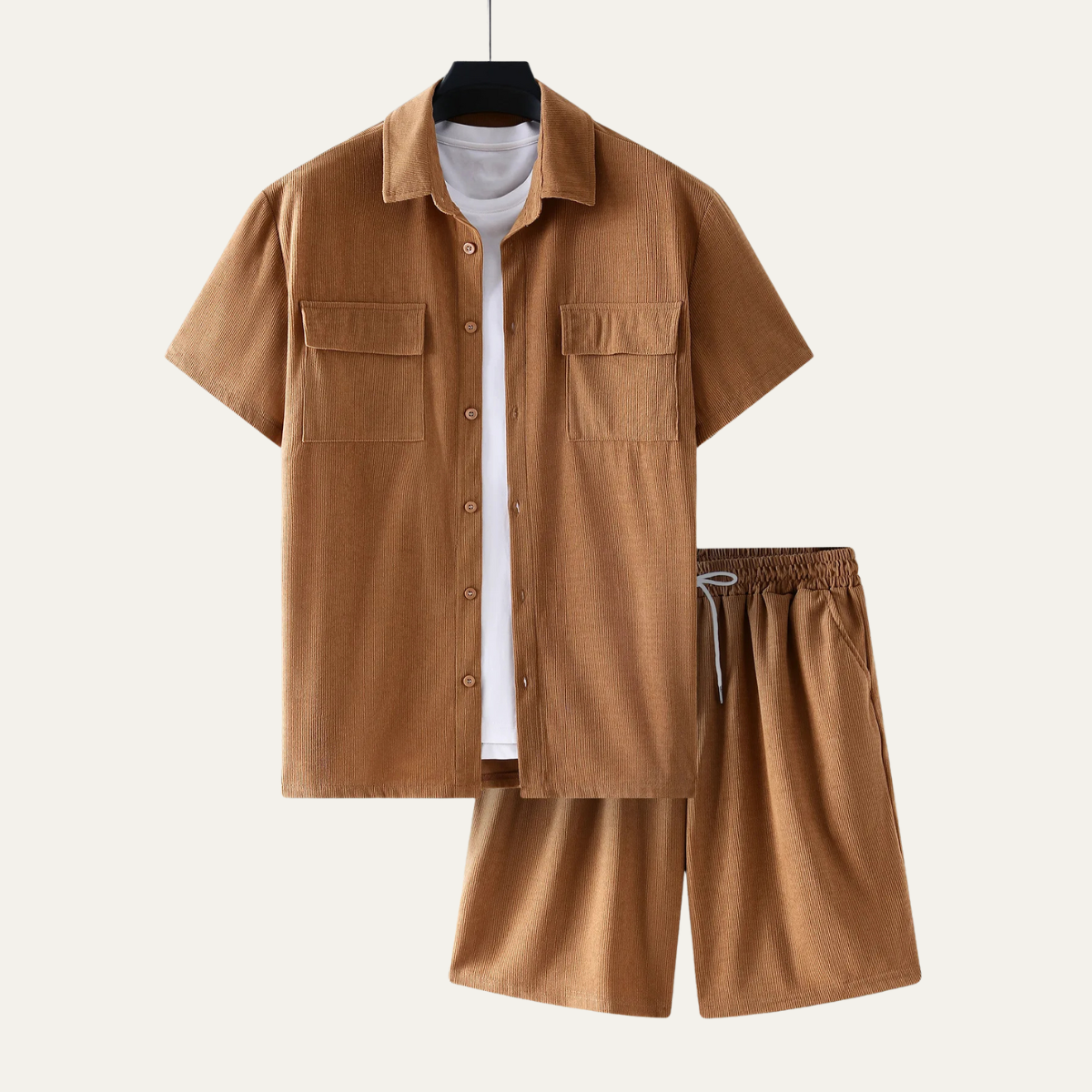 The Ridgecrest Park Men’s Corduroy Casual Summer Set – Shirt & Shorts