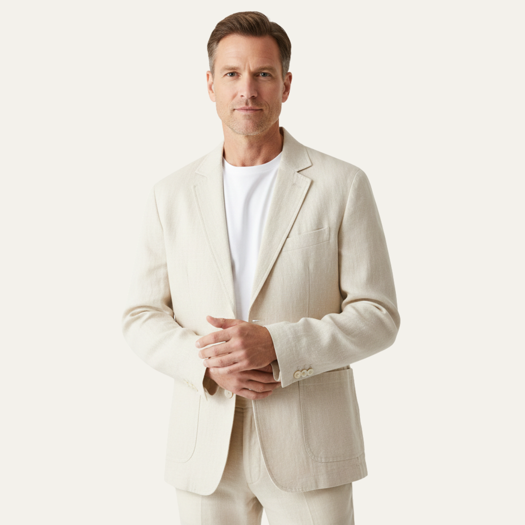 The Elmstead Men’s Men’s Solid Color Casual Linen Blazer
