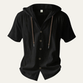 The Glenrock Men’s Cotton Linen Hooded Drawstring Casual Top
