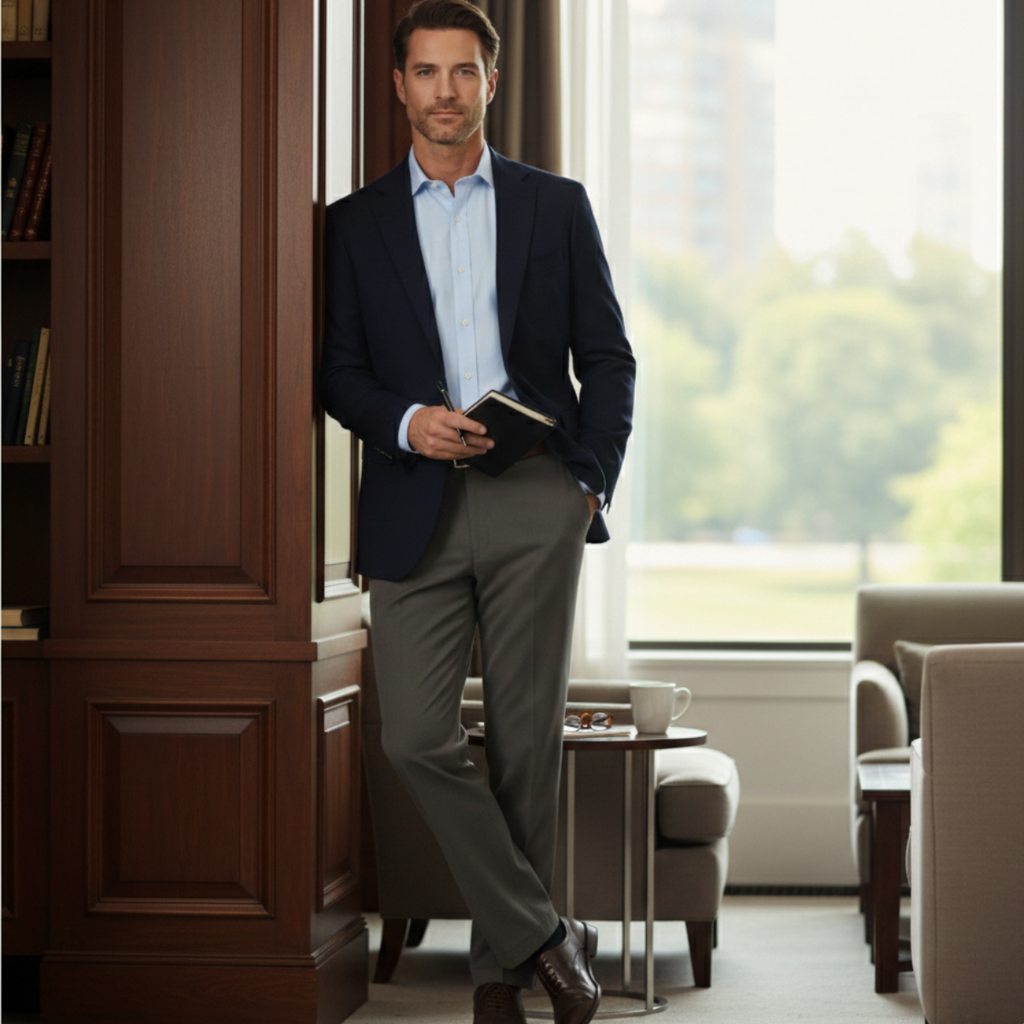The Montfield Men’s Double Pleated High Waist Straight Leg Pants