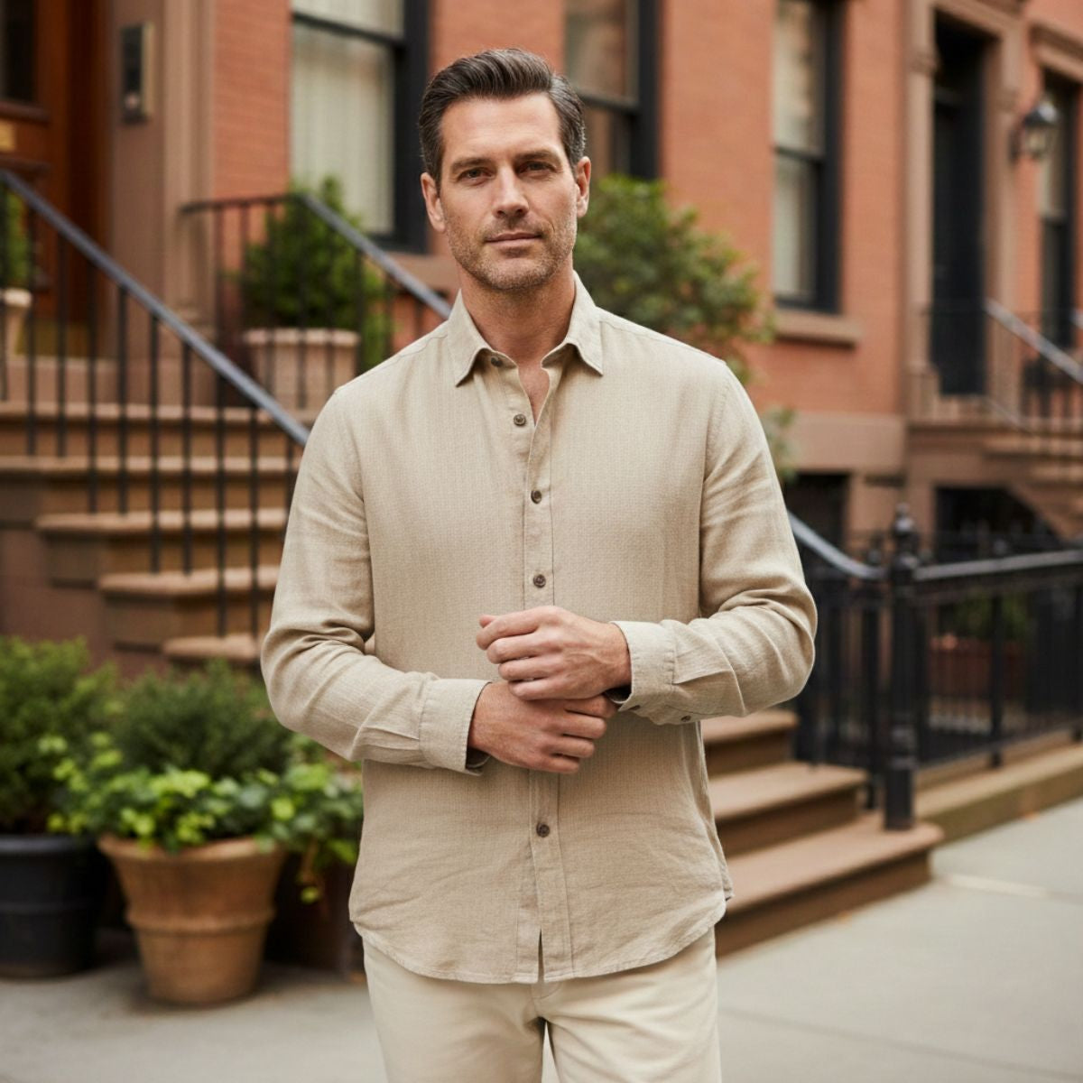 The Zurich Vintage Long Sleeve Cotton Shirt for Men