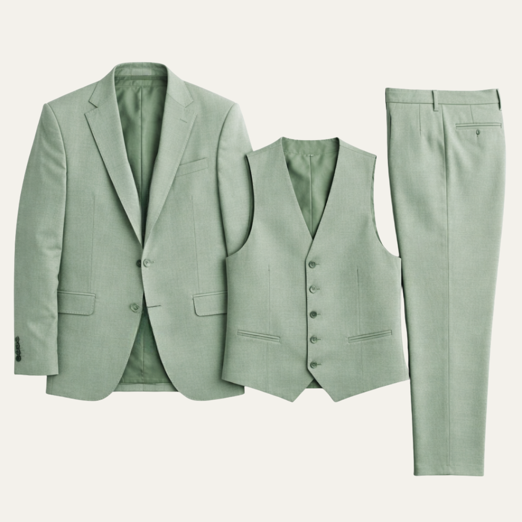 The Polignano Men’s Green 3 Piece Suit – Jacket Vest Pants