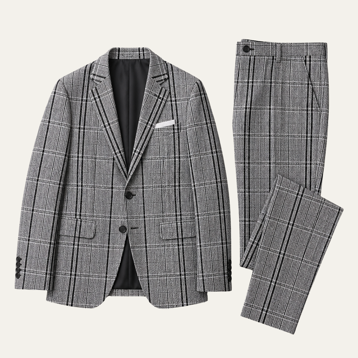 The San Clemente Men’s Plaid Slim Fit Suit Set