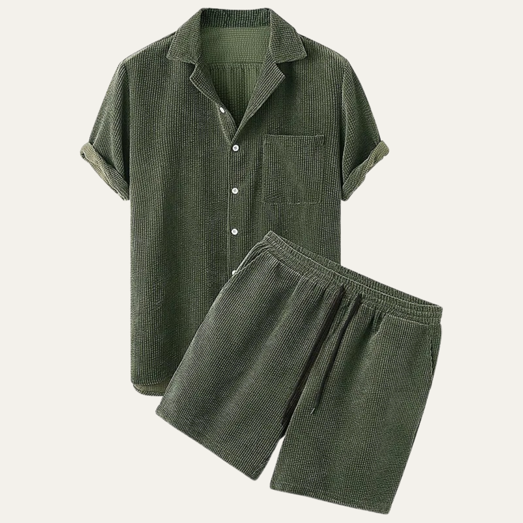 The Yorkminster Men’s Corduroy Summer Set – Shirt & Shorts