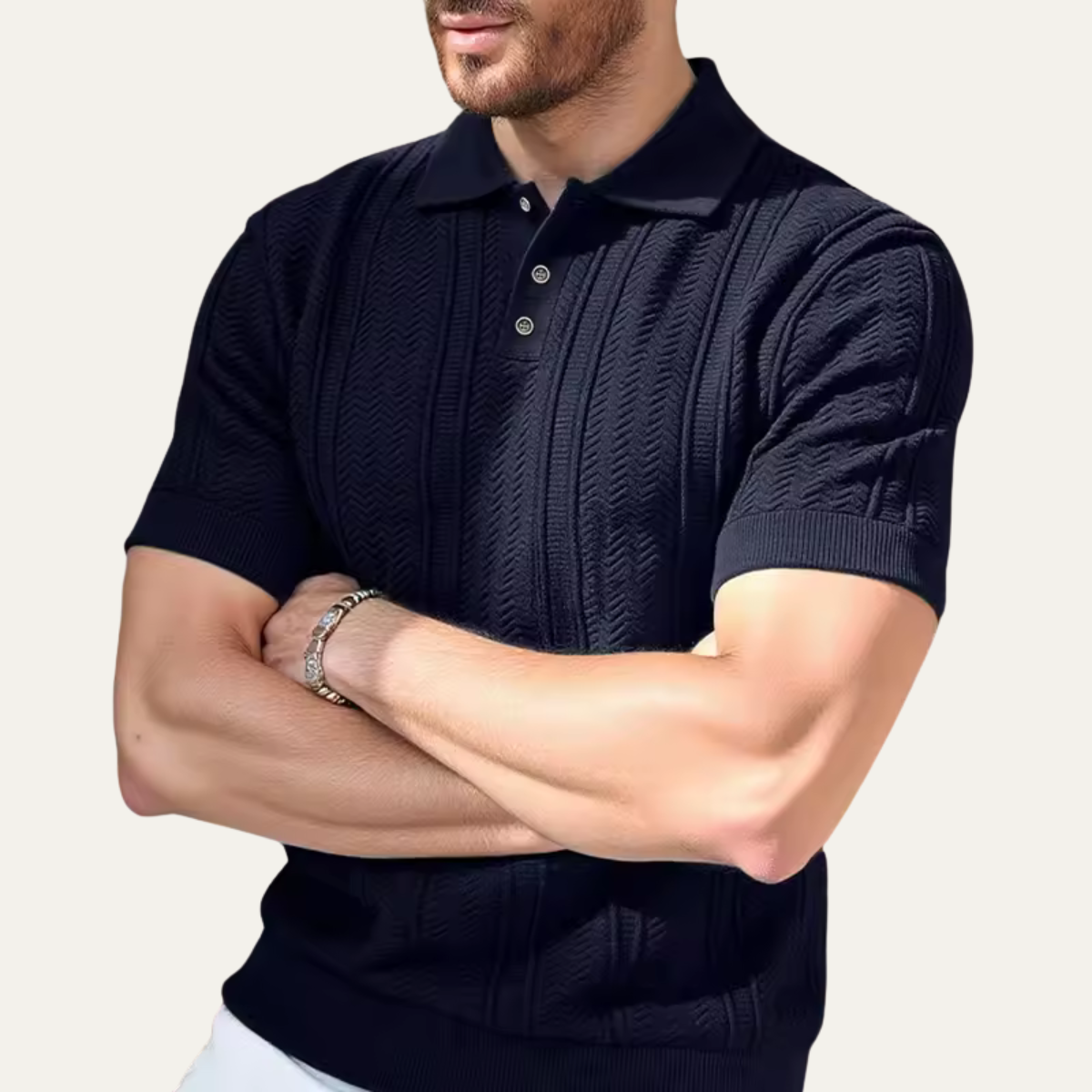 The Montecito Men's Cable Knit Polo Shirt