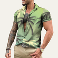 The Brookland Men’s Tropical Coconut Print Hawaiian Casual Shirt