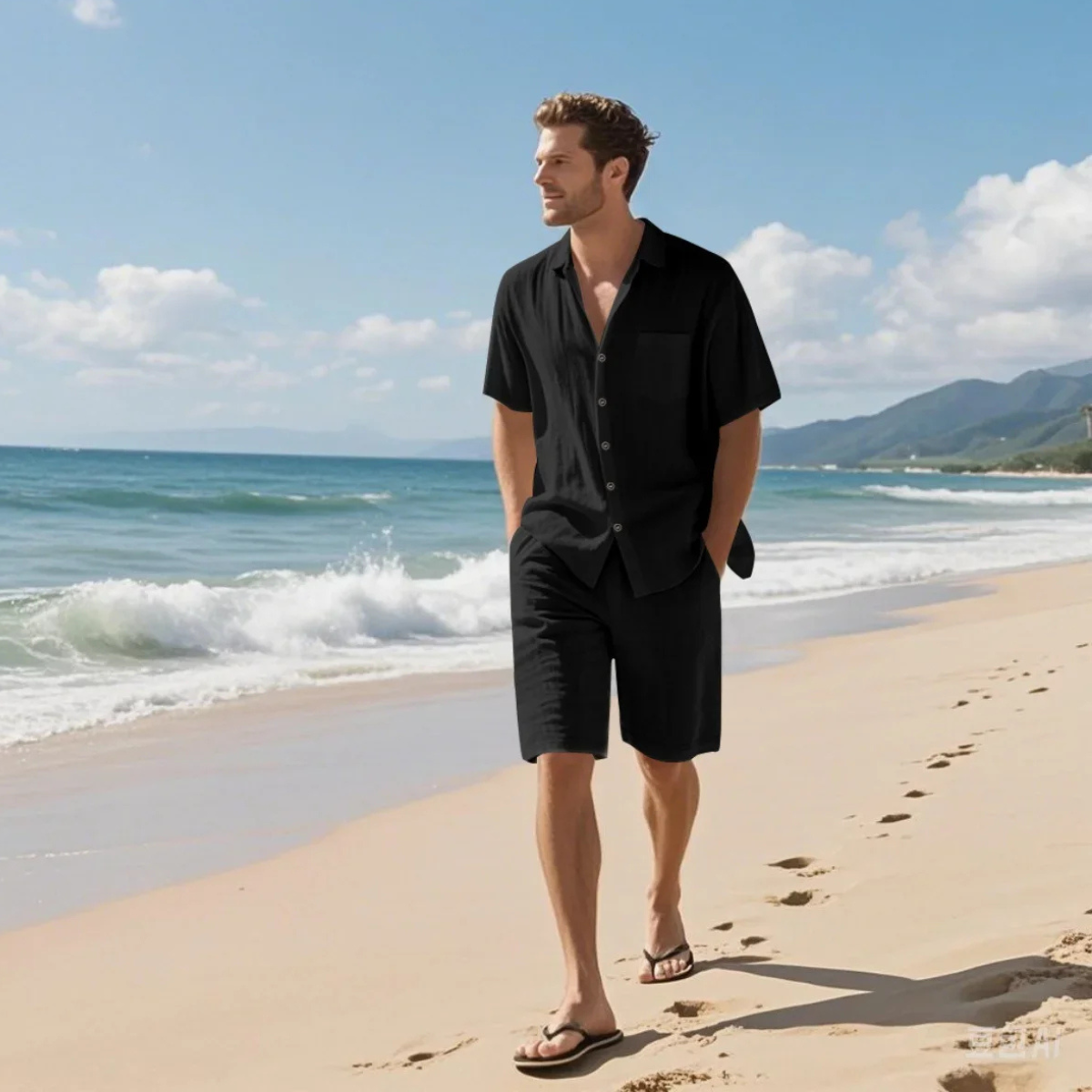 The Kirkwood Men’s Lightweight Summer Short Sleeve Shirt & Shorts Set