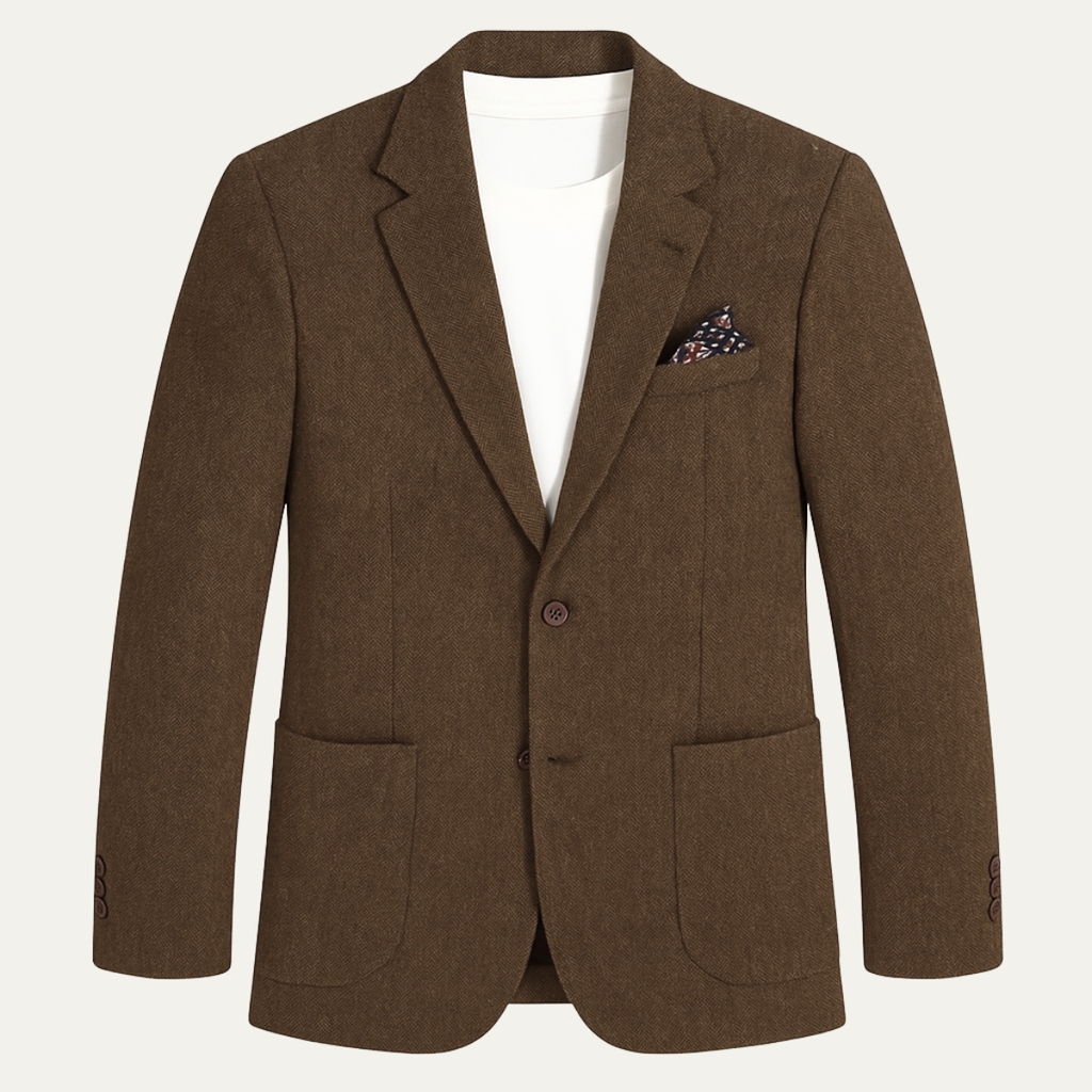 The Domaso Men’s Business Herringbone Single Breasted Tweed Blazer - Wedding Guest