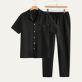 The Bordeaux Men’s Short Sleeve Button Shirt & Elastic Waist Pants – Relaxed Beach Outfit