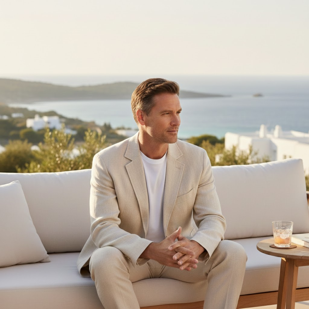 The Elmstead Men’s Men’s Solid Color Casual Linen Blazer