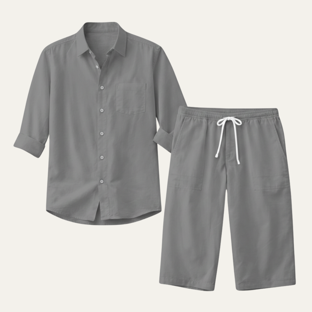 The Meadowcrest Men’s Casual Lightweight Summer Set – Shirt & Pants Set