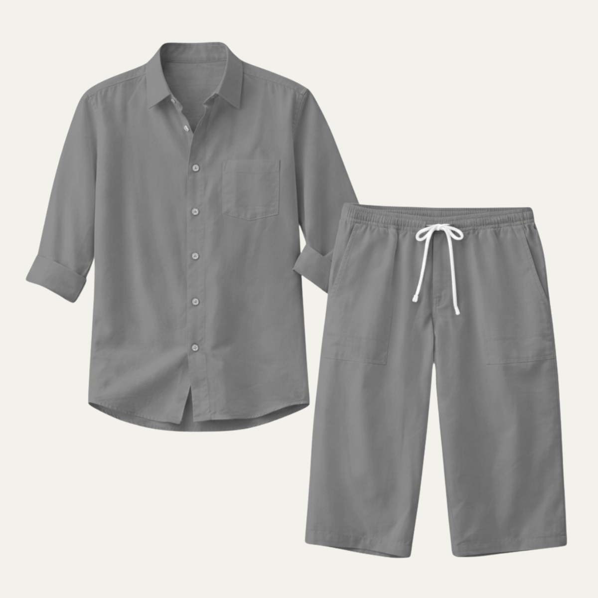 The Meadowcrest Men’s Casual Lightweight Summer Set – Shirt & Pants Set