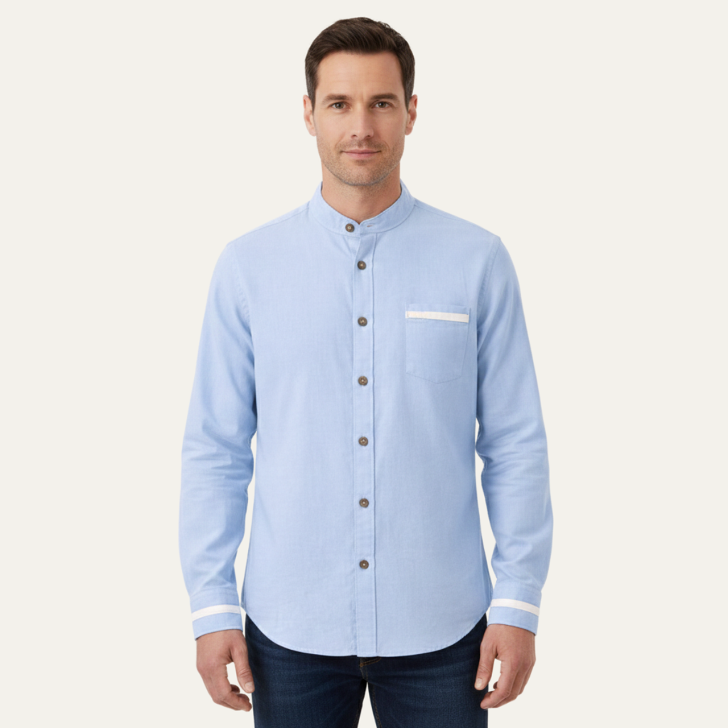 The Silverhaven Ridge Men’s Standing Collar Business Button Up Shirt