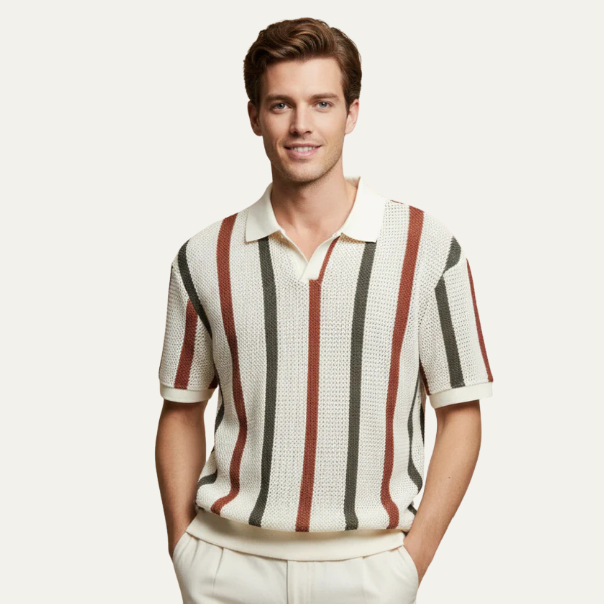 The Brianza Men’s Vintage Style Striped Knit Polo