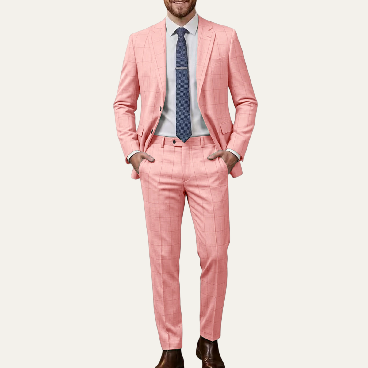 The Beverly Grove Men’s Plaid Business Wedding Suit
