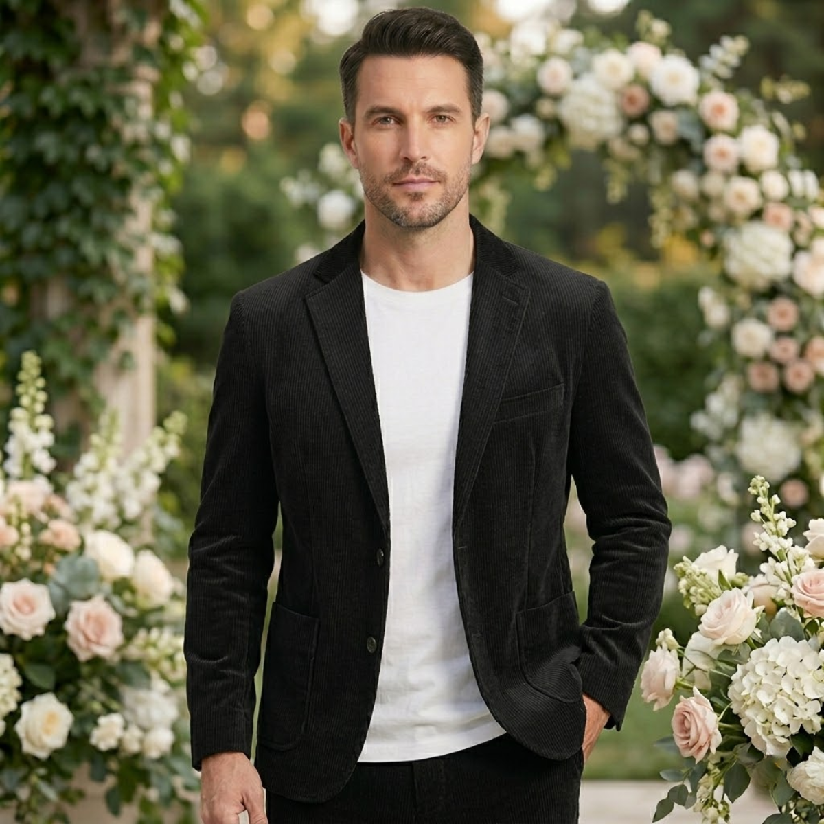 The Livorno Men’s Vintage Casual Slim Fit Corduroy Blazer Jacket - Wedding Guest