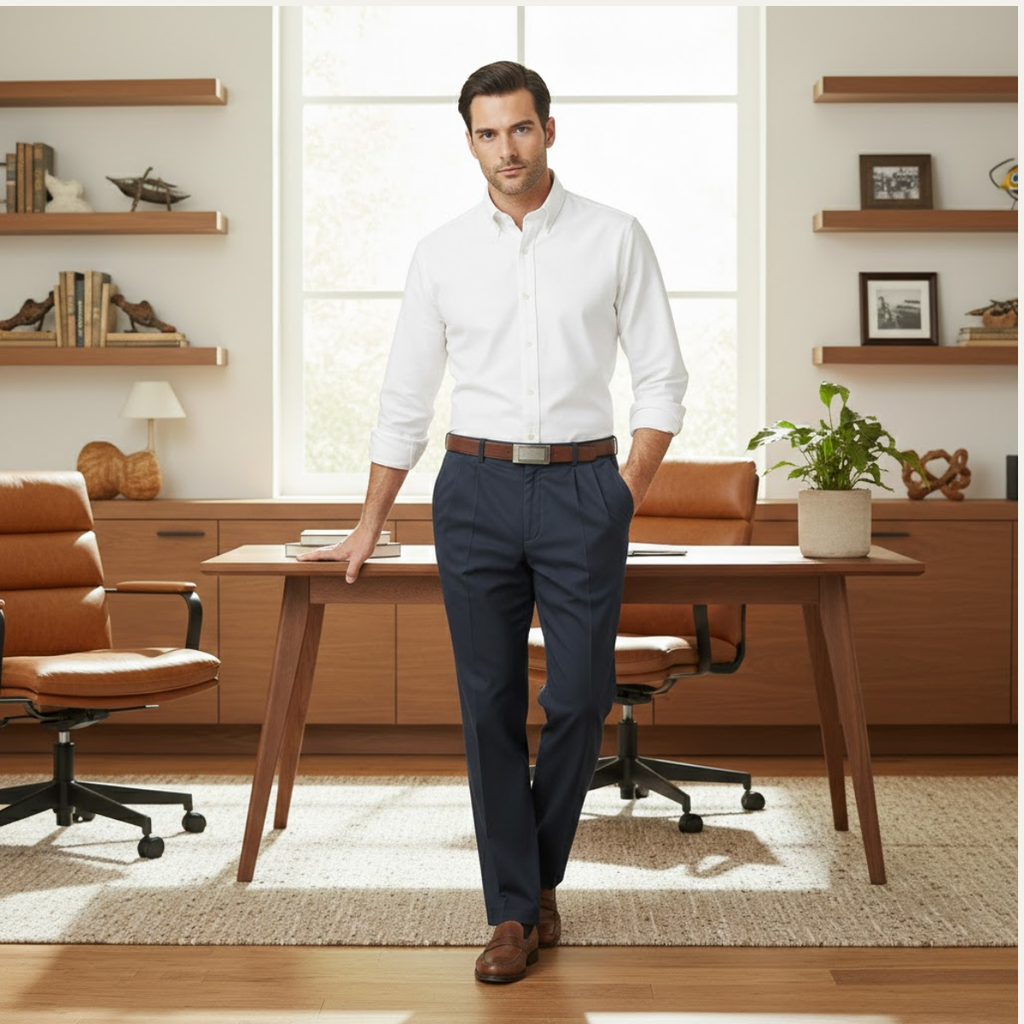 The Briarcliff Park Men’s Classic Casual Double Pleated Straight Leg Pants