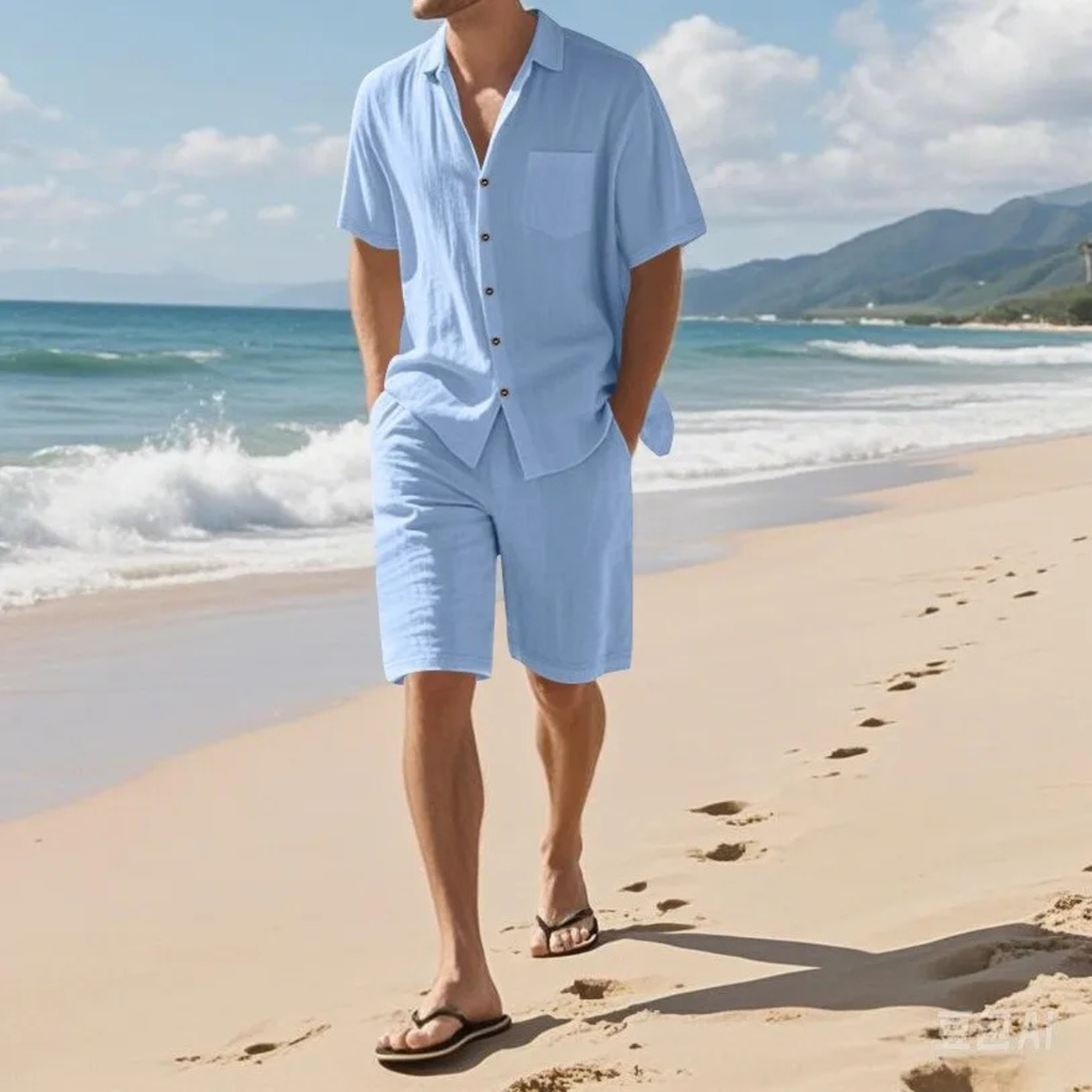 The Aspen Men’s Linen Beach Matching Set