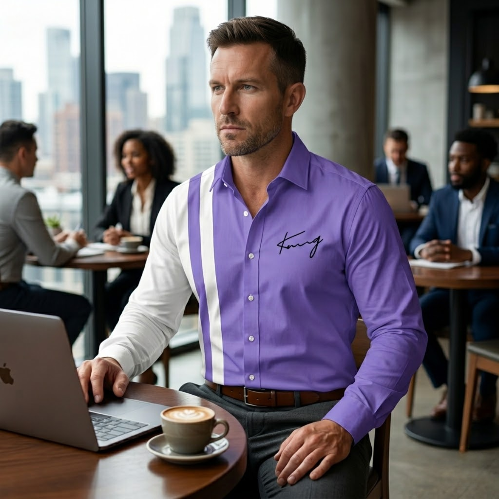 The Como Men’s Trendy Color Block Striped Dress Shirt