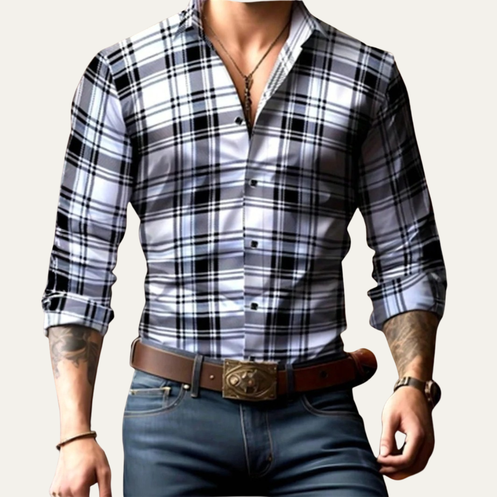 The Livorno Men’s Western Style Shirt Cowboy Print Trendy Shirt