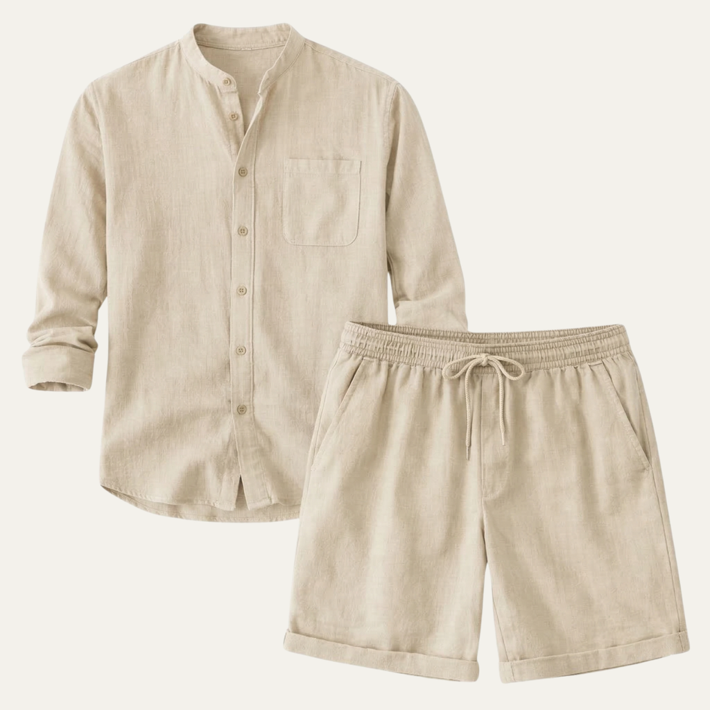 The Glenbrook Park Men’s Cotton Linen Set – Shirt & Shorts